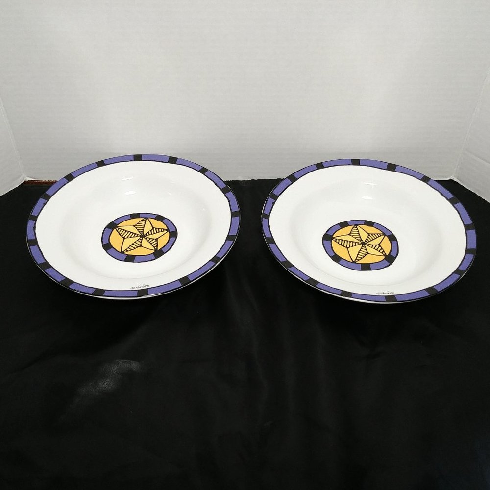 Seattle Fish and Crab Ursula Dodge Salad Soup Bowls Set of Two